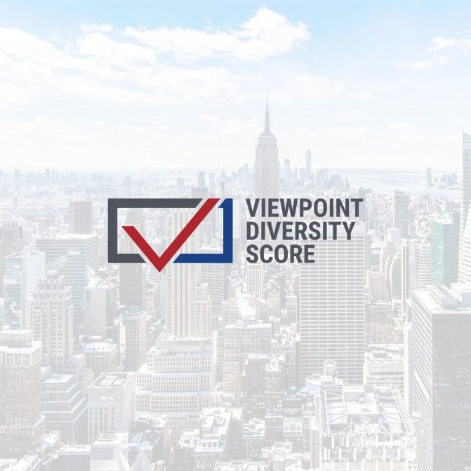viewpoint diversity score logo overlaid on a cityscape background