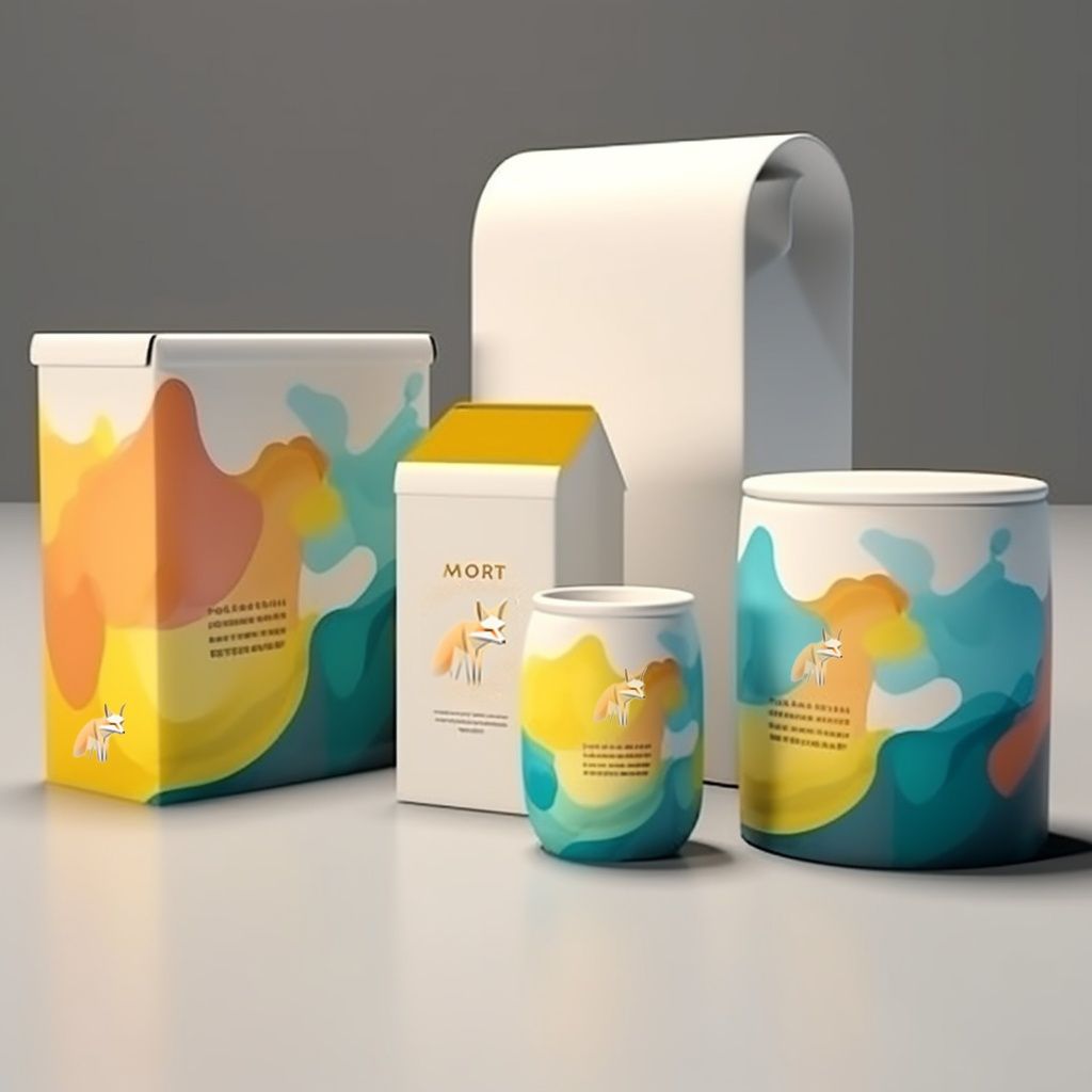 multiple packaging items that are designed and branded for a coffee brand